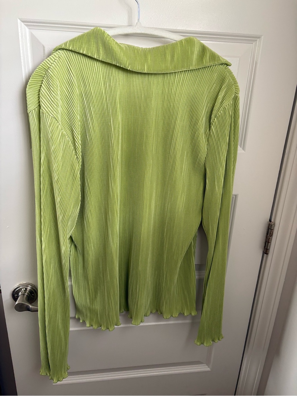 dolan Ribbed Button-Front Blouse with Lettuce Hem - Picture 5 of 5